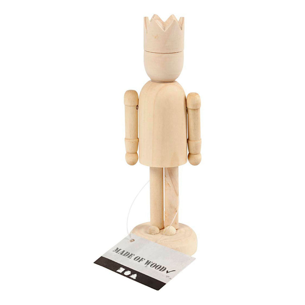 Creative company houten figuur met kroon, 13cm