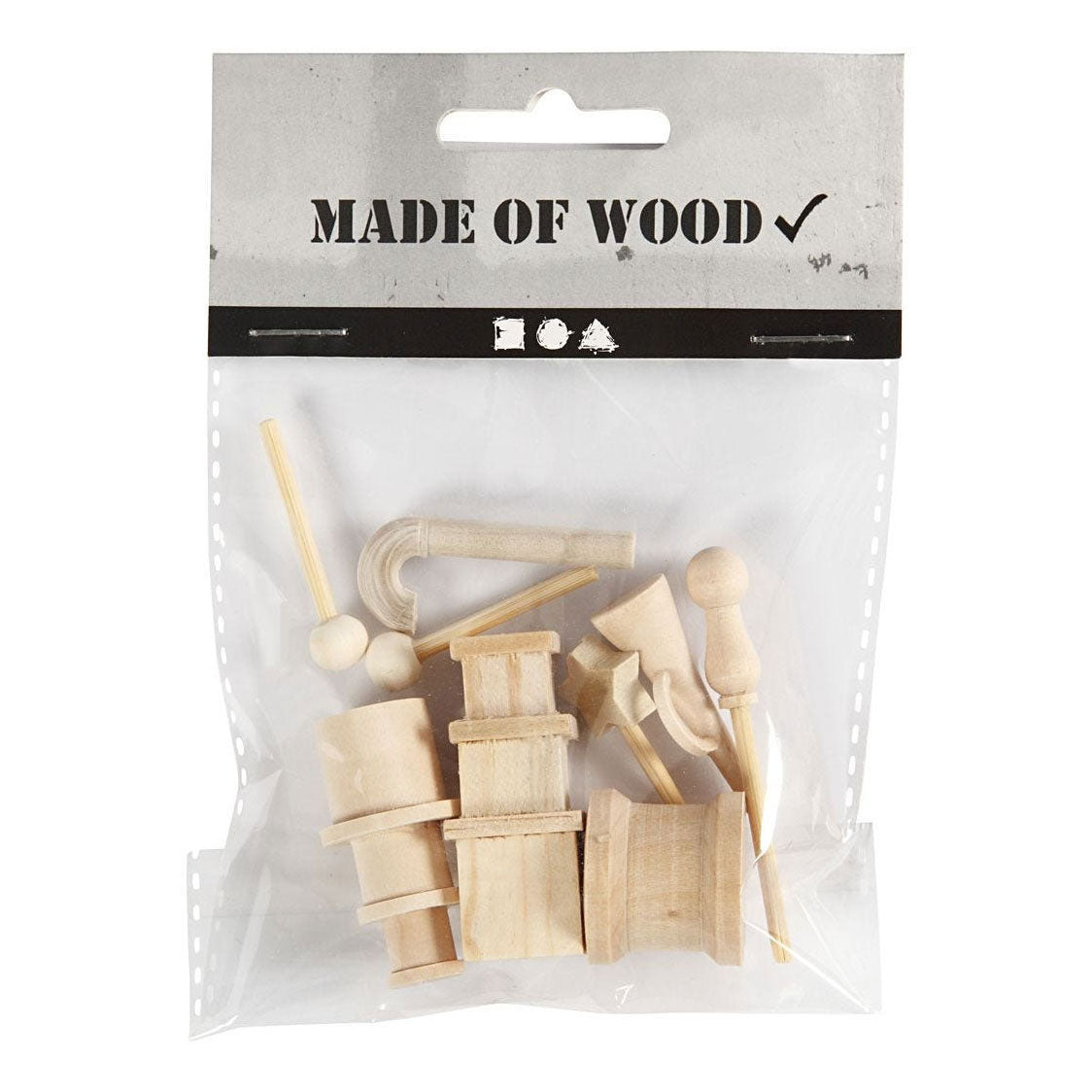 Creativ company kleine houten accessoires voor decoratieset, 13dlg.