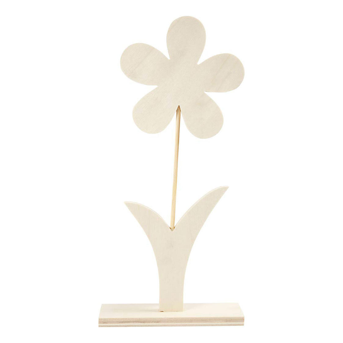 Creatief bedrijf houten bloem met voet, 26cm