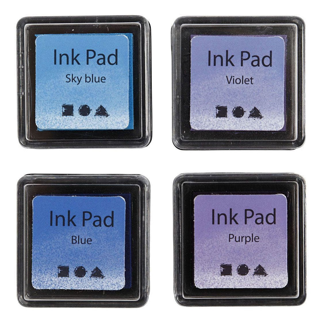 Creatief bedrijf stempelinkt blauw tinten paars, 4st.