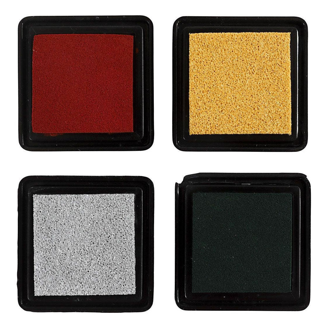 Creativ company stempelinkt, h: 2 cm, afm 3,5x3,5 cm, goud, lime groen, kerstrood, zilver, 4 stuk 1 doos