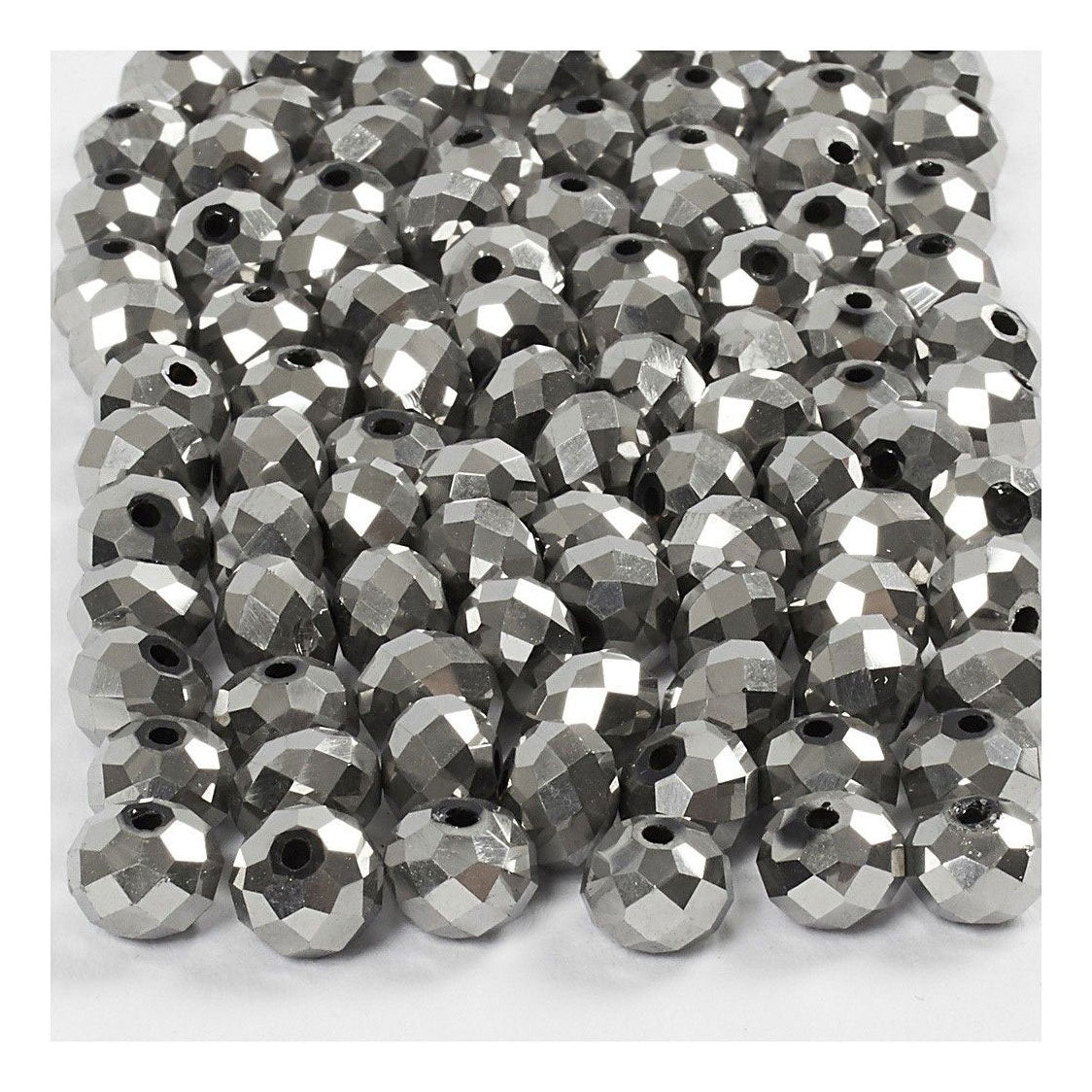 Creativ company facetkralen metallic grijs, 100st.