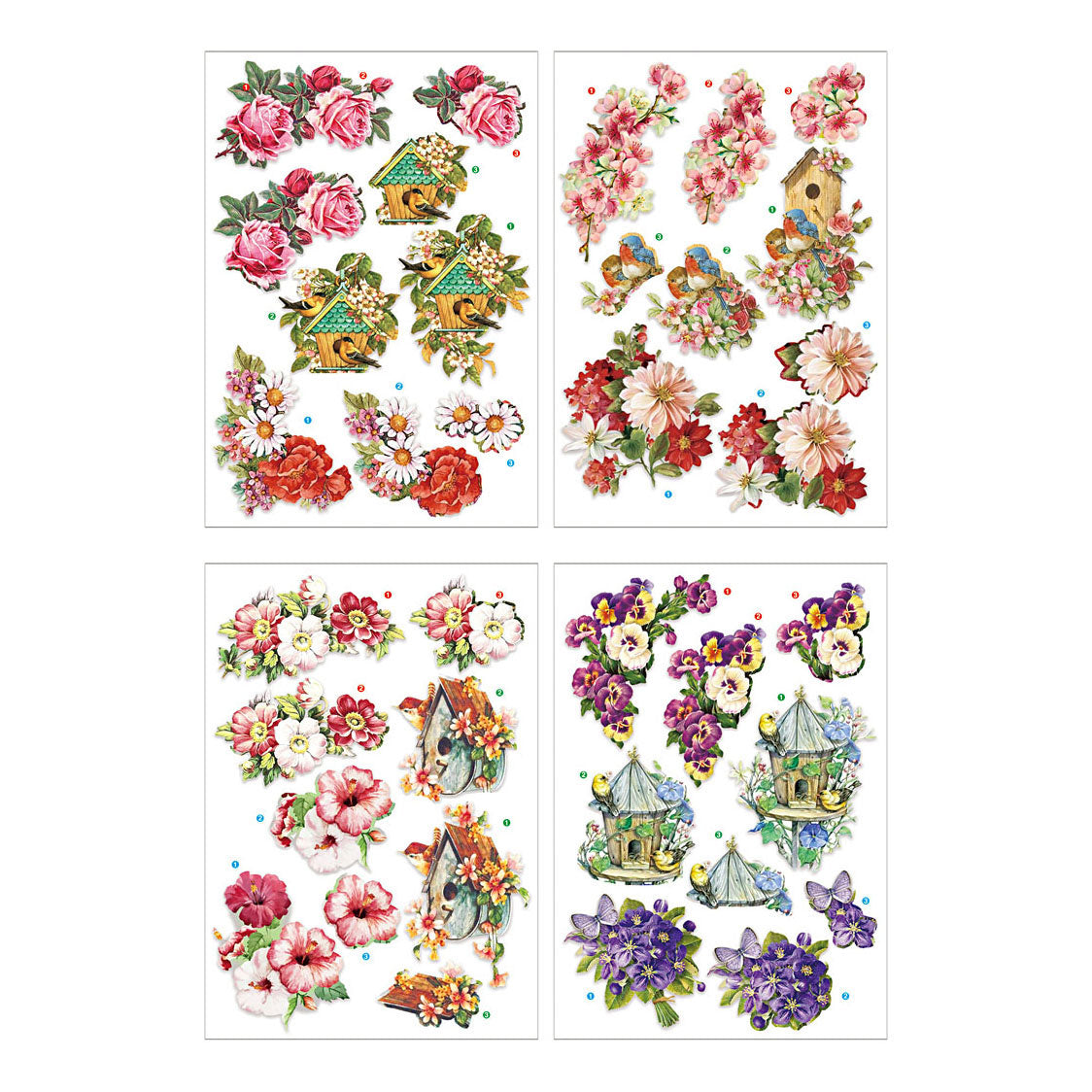 Creativ company 3d houdende bloemen en vogels, 4 houdende