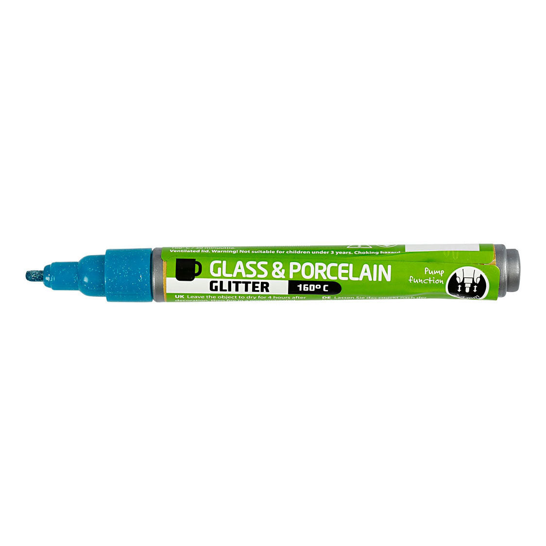 Creativ company glas- en porseleinstift glitter semi-dekkend - turkoois