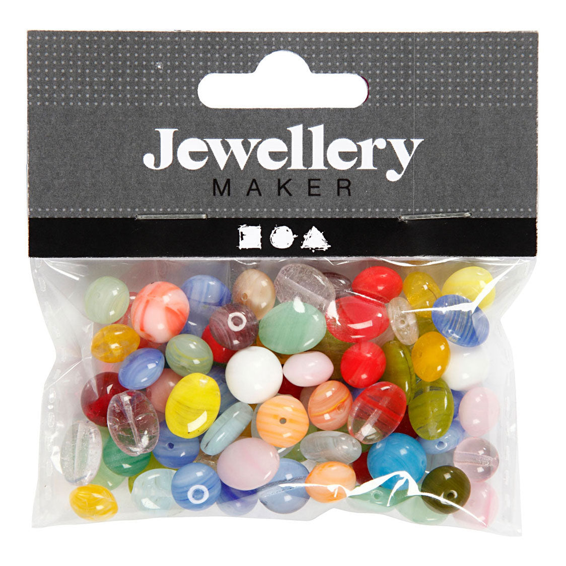 Creativ company glazen kralen divers rond, ovaal, cirkel, 60 gram