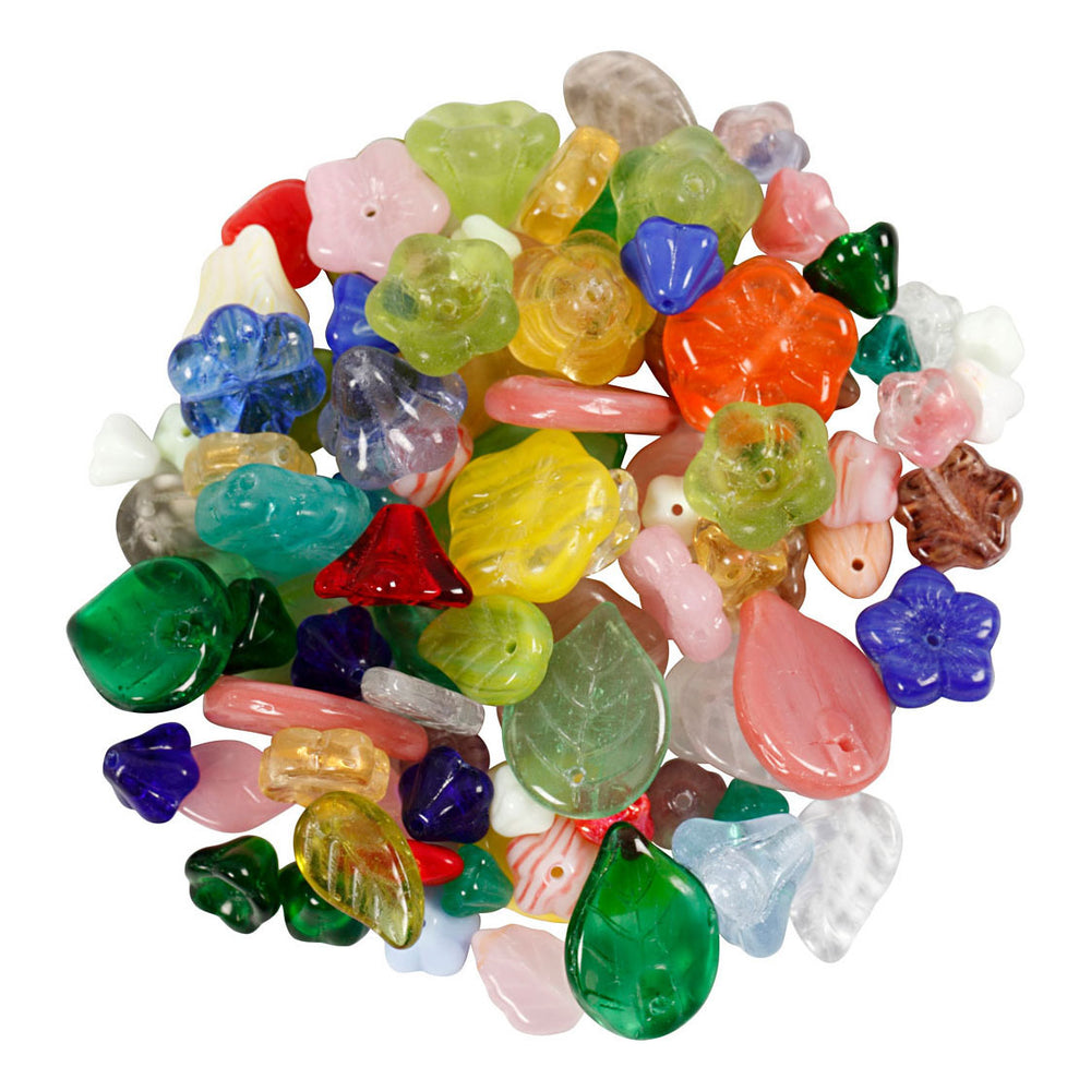 Creativ company glazen kralen diverse bladeren en bloemen, 60 gram