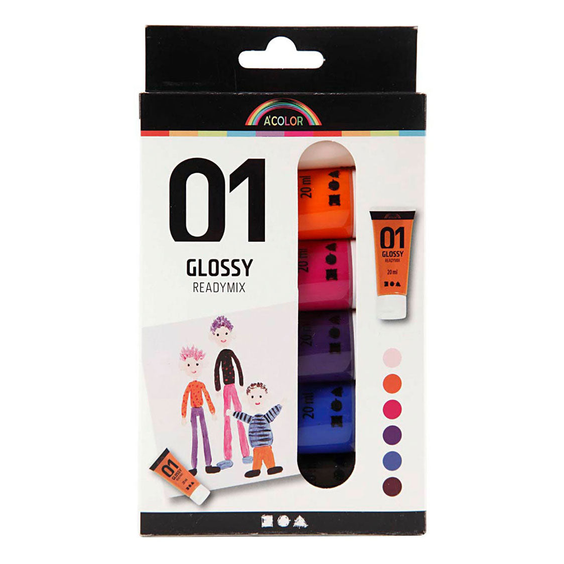 Creativ company acrylverf voor kinderen glanzend extra kleuren, 6x20ml