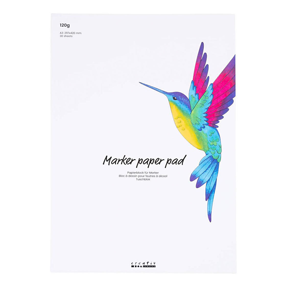 Creativ company papierblok voor stiften wit a3, 30 afgesloten