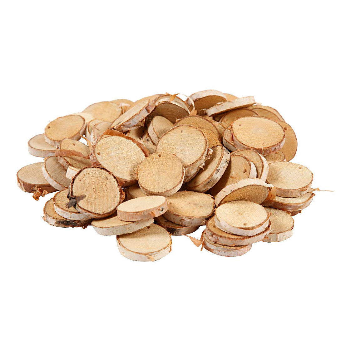 Creativ company houten schijven met gat, d: 35-45 mm, dikte 7 mm, 500 gr