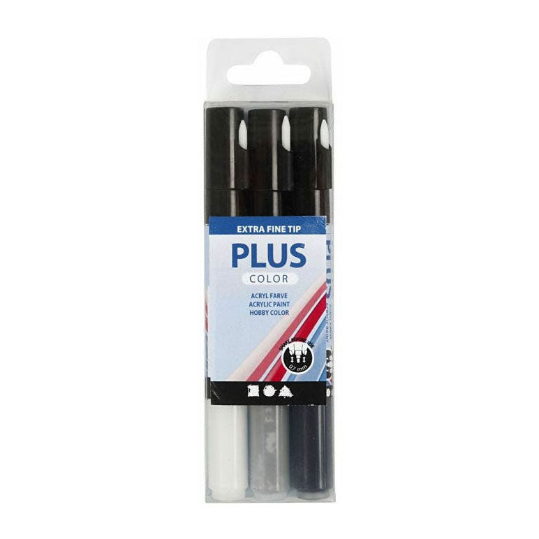 Creativ company plus kleurmarker - zwart off-white rain grey, 3st.