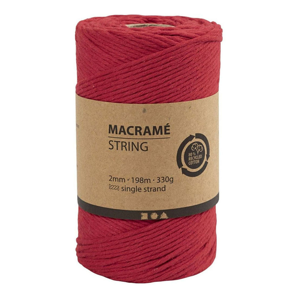 Creativ company macramé koord - rood, 198m