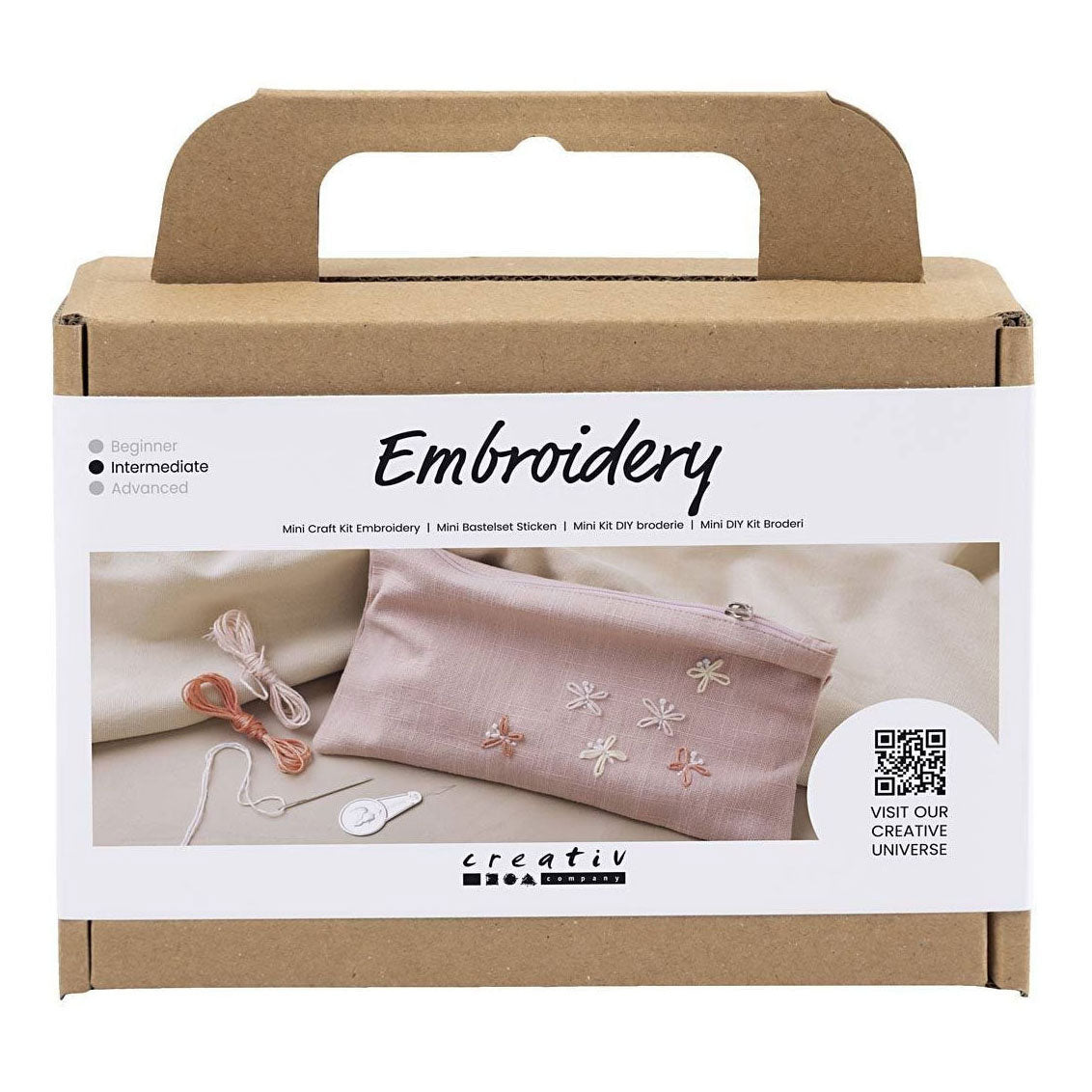 Creativ Company Mini hobbyset borduurwerk clutch tas dusty rose 1 doos