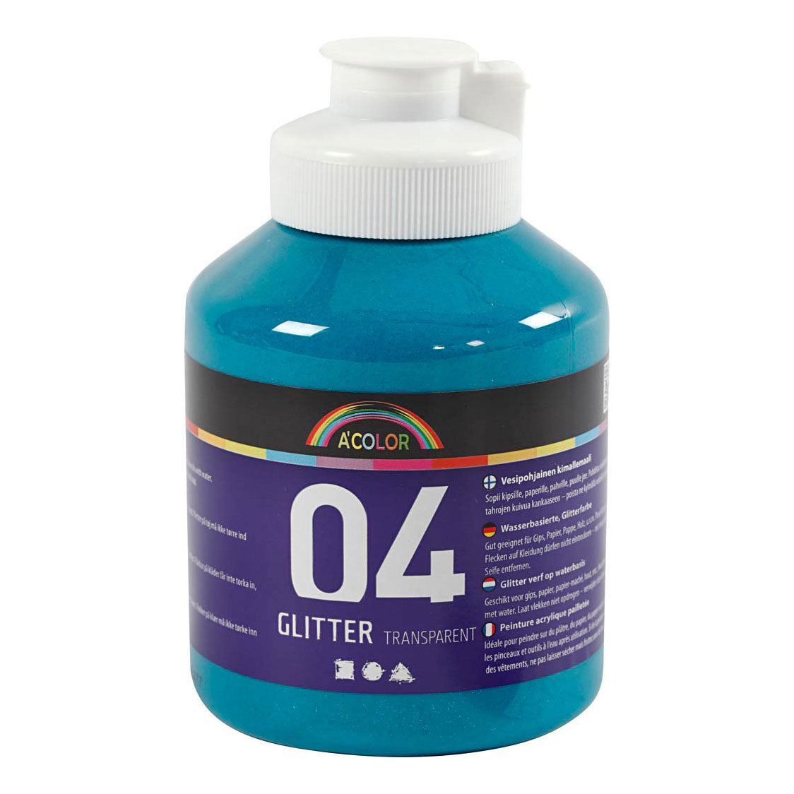 Creativ company acrylverf glitter voor kinderen - turkoois, 500ml