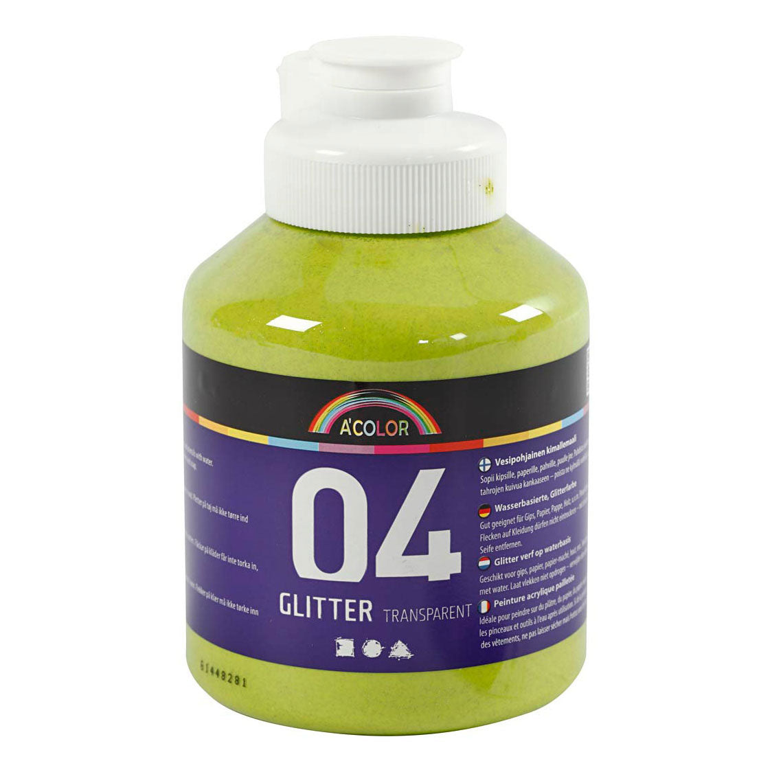 Creativ Company Acrylverf met glitters lime groen 500 ml 1 fles