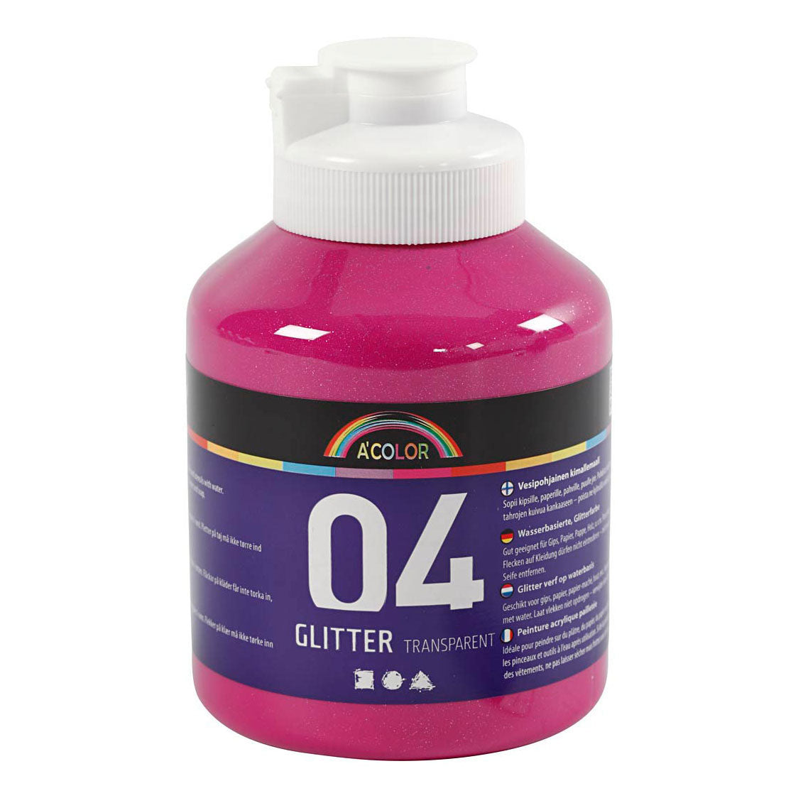 Creative company acrylverf glitter voor kinderen - roze, 500ml