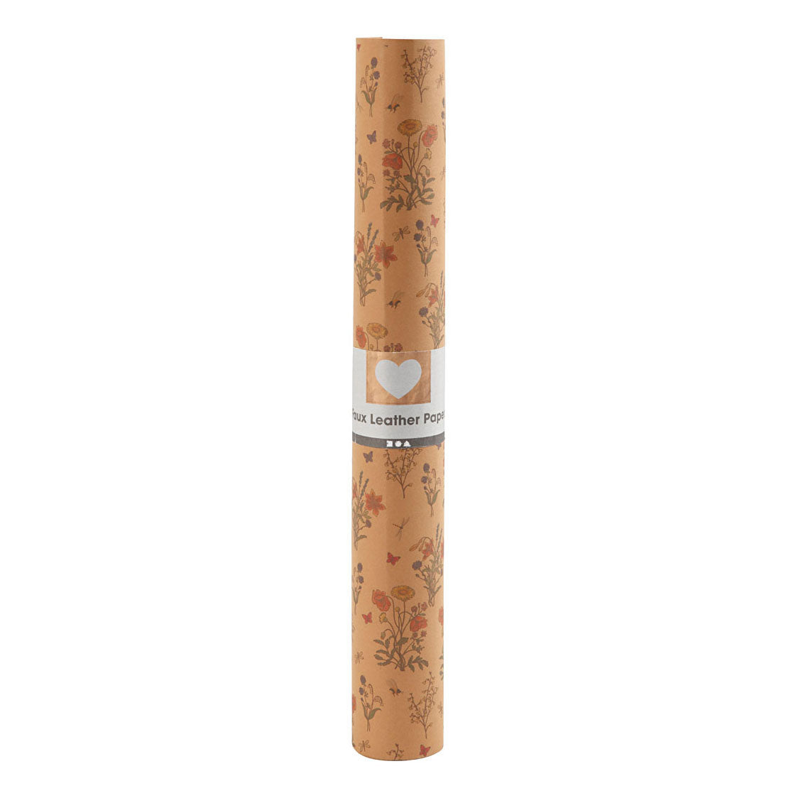 Creativ company kunstleer papier bruin met bloemenprint, 1m