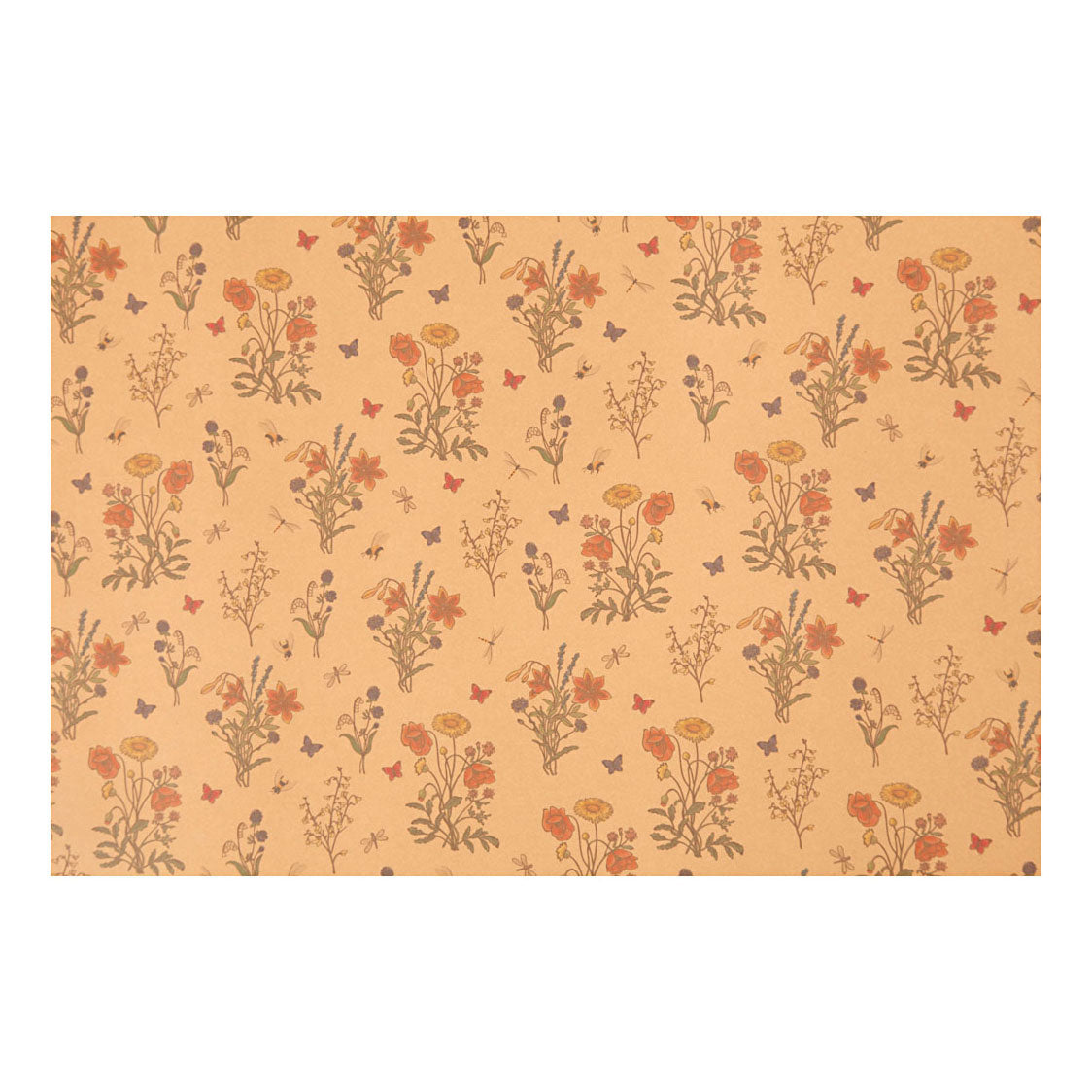Creativ company kunstleer papier bruin met bloemenprint, 1m
