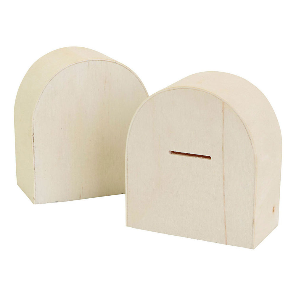 Creativ company houten spaarpot met halve ronding 10x9cm, 12st.