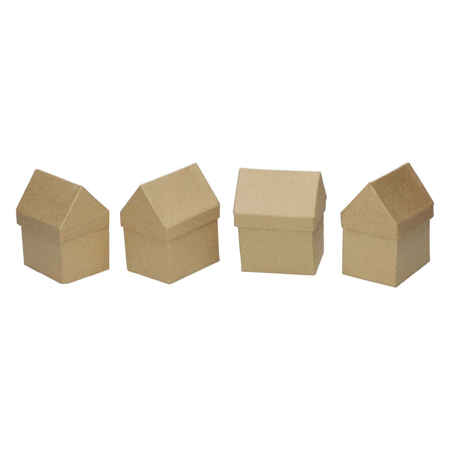 Creative company huizen papier-maché, set van 4