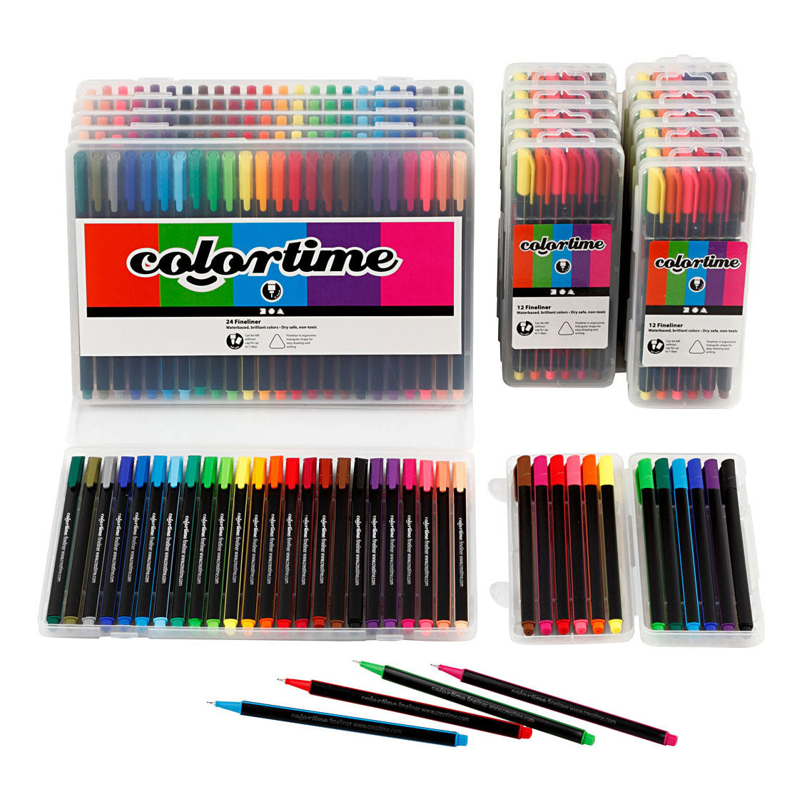 Creativ company colortime fineliners diverse kleuren, 18 pak