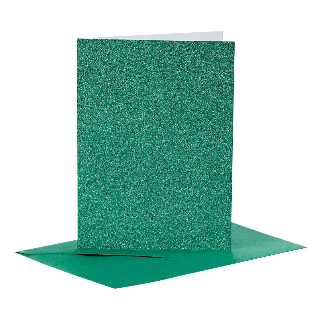 Creativ company kaarten en enveloppen, afmeting kaart 10,5x15 cm, afmeting envelop 11,5x16,5 cm, glitter, 110+250 gr, groen, 4 set 1 doos