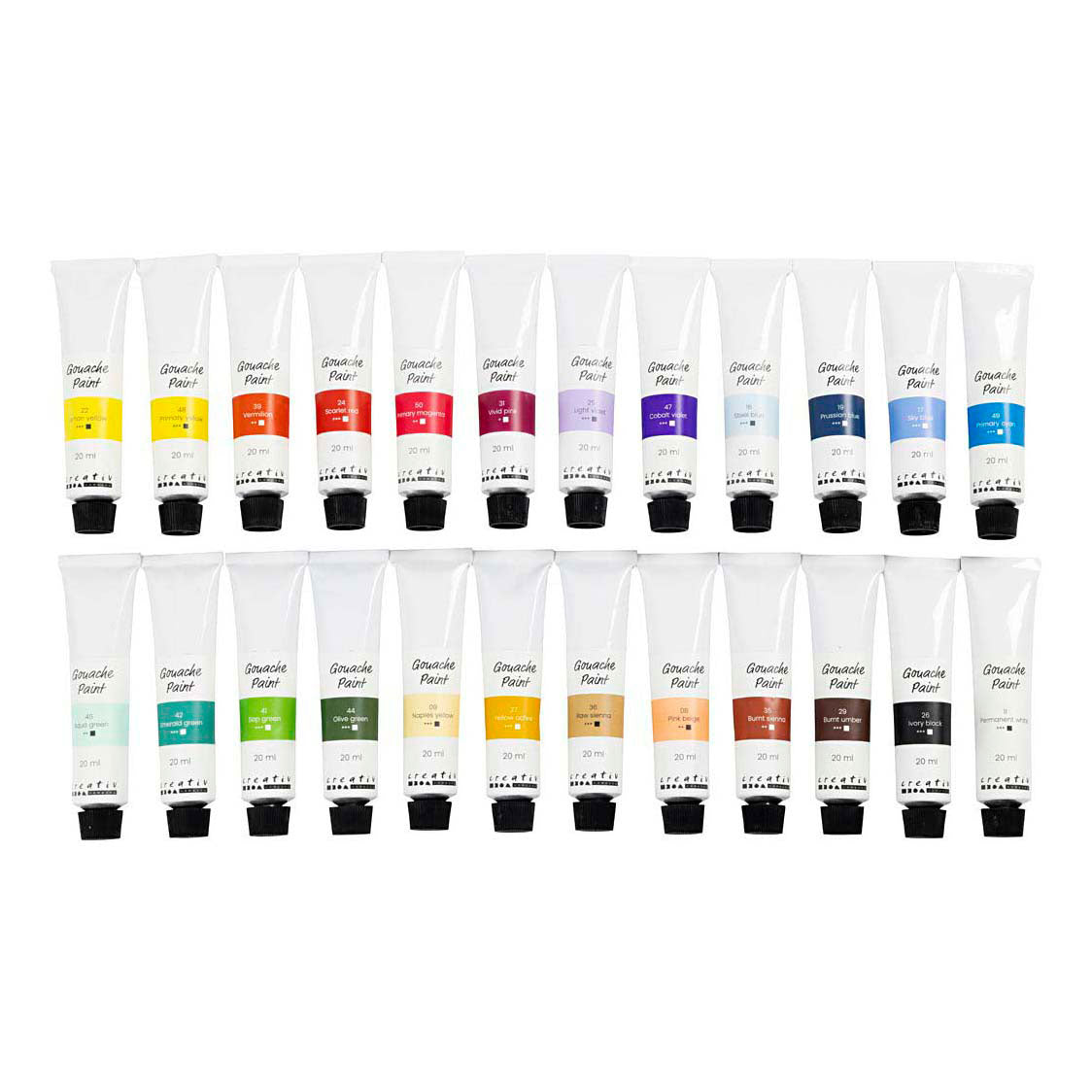 Creativ company gouacheverf diverse kleuren - 24x20ml.