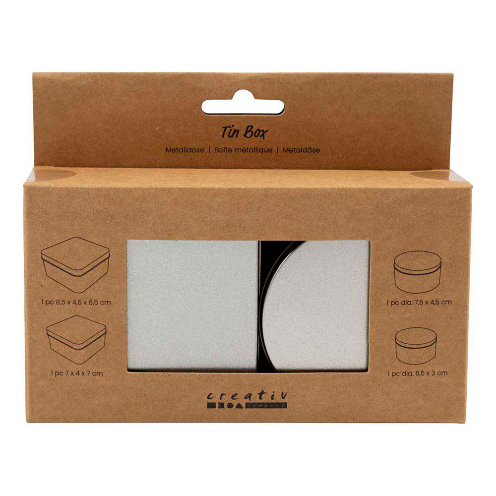 Creativ company blikjes cirkel en vierkant - 4st.