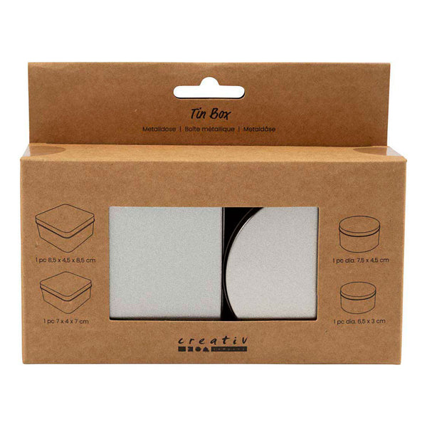 Creativ company blikjes cirkel en vierkant - 4st.