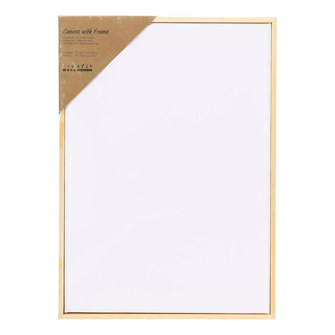 Creativ company gespannen canvas met lijst 280gr. 21x29,7cm - wit