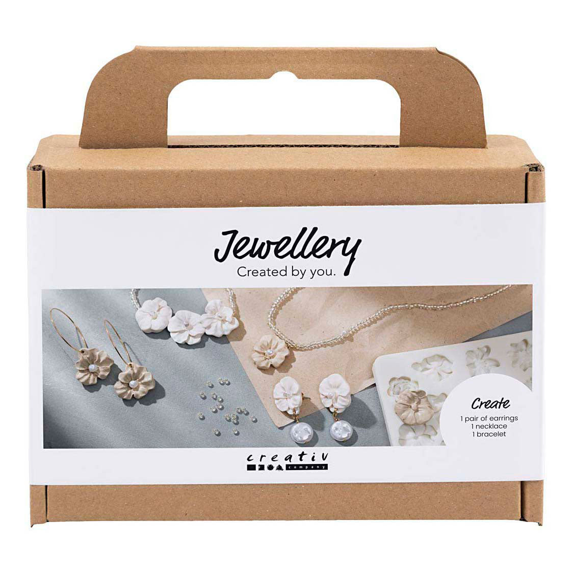 Creativ company https: www.cchobby.nl mini-hobbyset-sieraden-oorbellen-armband-en-halsketting-met-bloemontwerp-beige-licht-beige-beige-1-doos