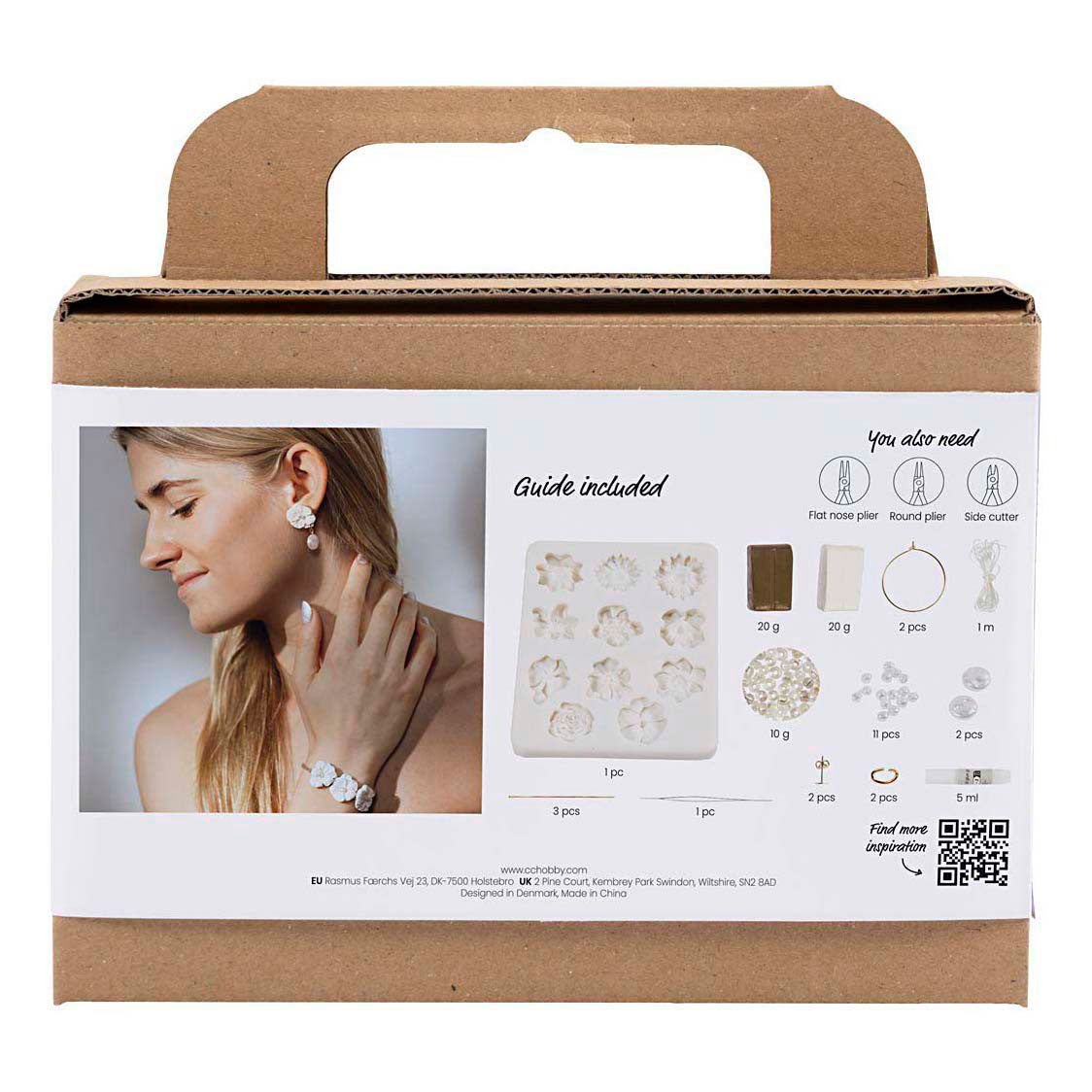 Creativ company https: www.cchobby.nl mini-hobbyset-sieraden-oorbellen-armband-en-halsketting-met-bloemontwerp-beige-licht-beige-beige-1-doos