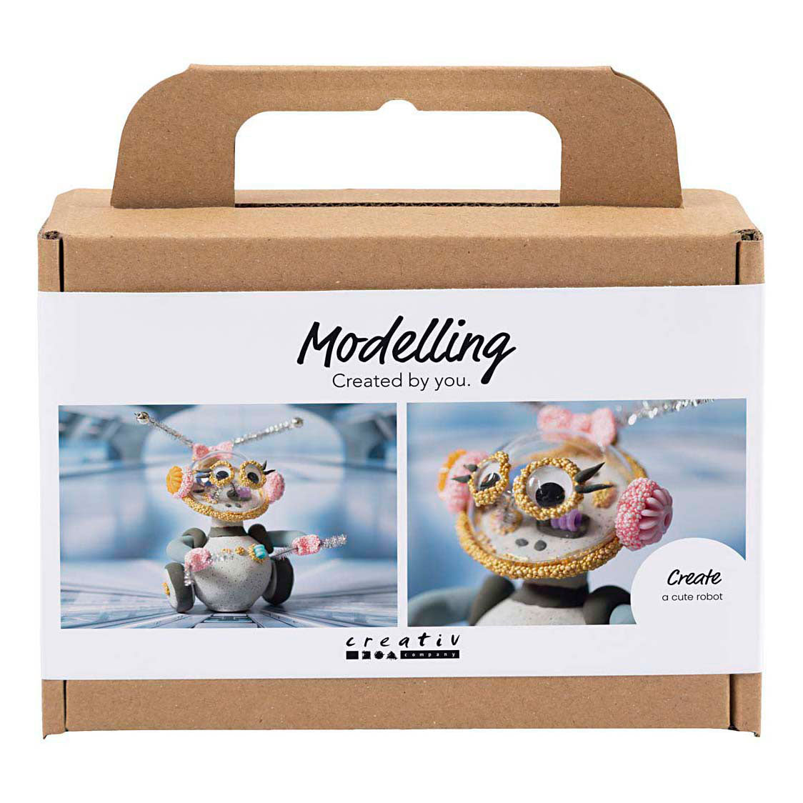 Creativ company https: www.cchobby.nl mini-hobbyset-boetseren-robot-grijs-roze-1-doos