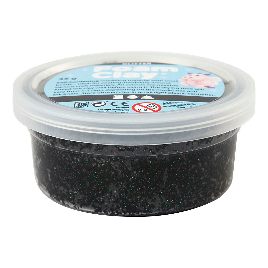 Creativ company foam clay glitter 35gr - zwart