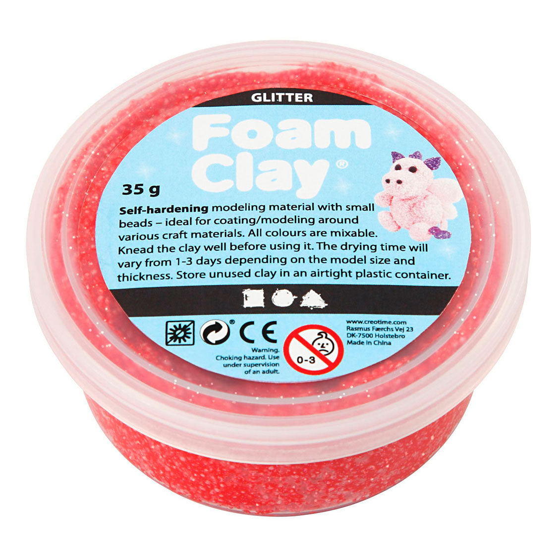 Creativ company foam clay glitter 35gr - rood