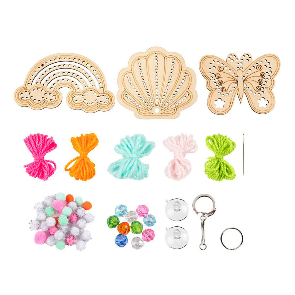 Creativ company https: www.cchobby.nl mini-hobbyset-borduurwerk-vlinder-schelp-regenboog-diverse-kleuren-1-doos