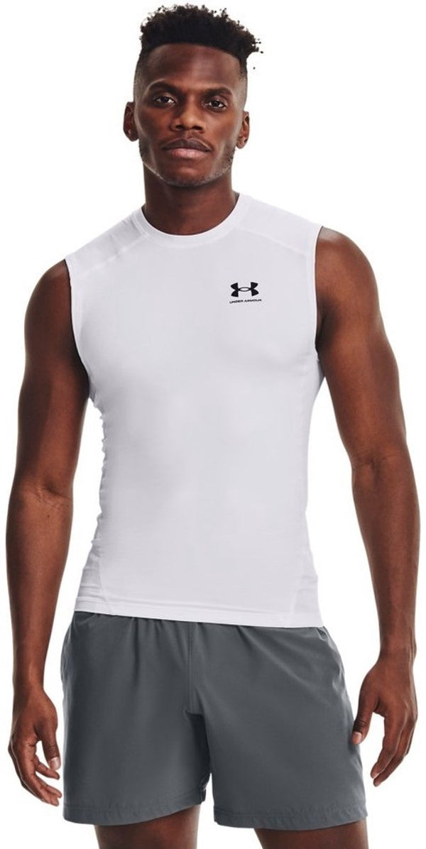 Under armour ua hg armour comp sl-wht heren sportshirt - wit - zwart xxl