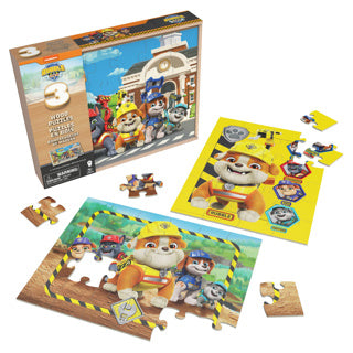 Puinploeg houten puzzel in houten kist 3x24 st