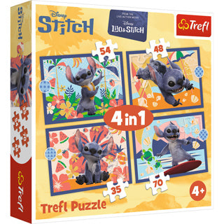 Trefl puzzel 4 in 1 stitch 35+48+54+70 stukjes | 2 stuks