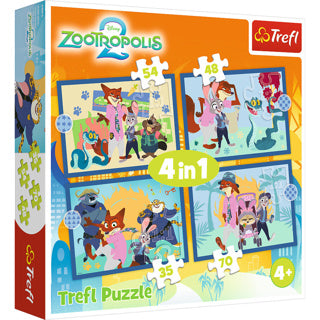 Trefl puzzel 4 in 1 zootopia 35+48+54+70 stukjes | 2 stuks