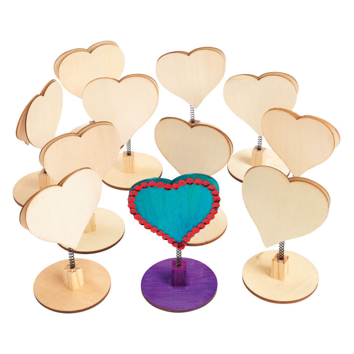 Kleuringen - Versier je Houten Memoclip Hart, 12st.