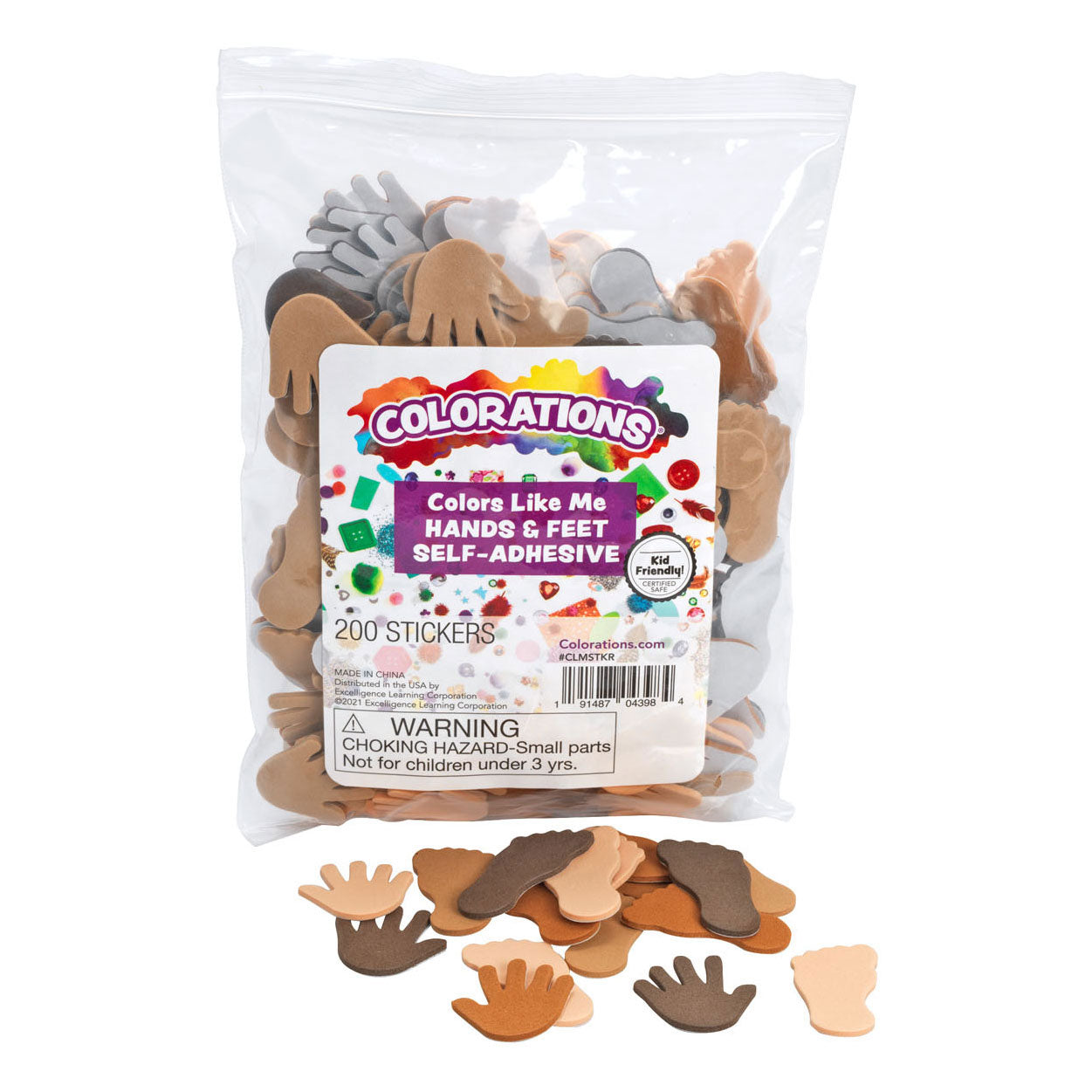 Kleuringen Colors Like Me Handen en Voeten Foamstickers, 200st.