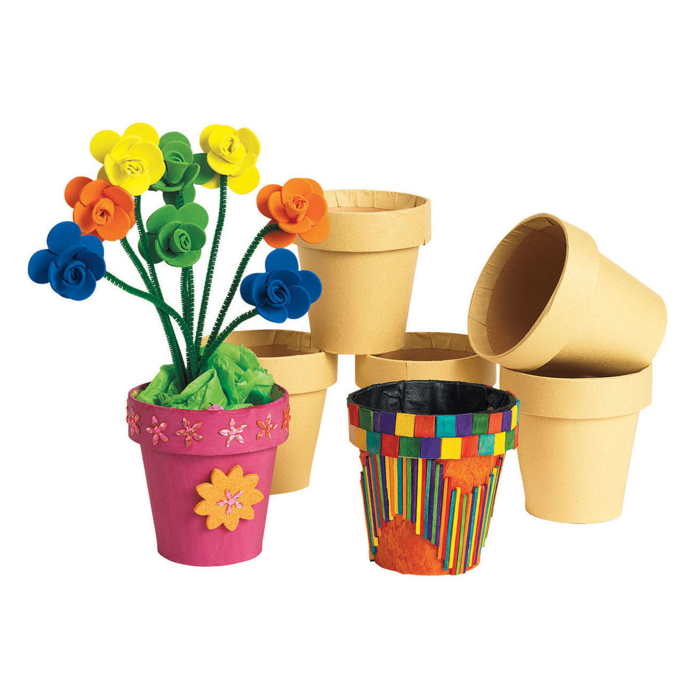Kleuringen - Versier je Eigen Bloempotje Papier-Mache, Set van 10