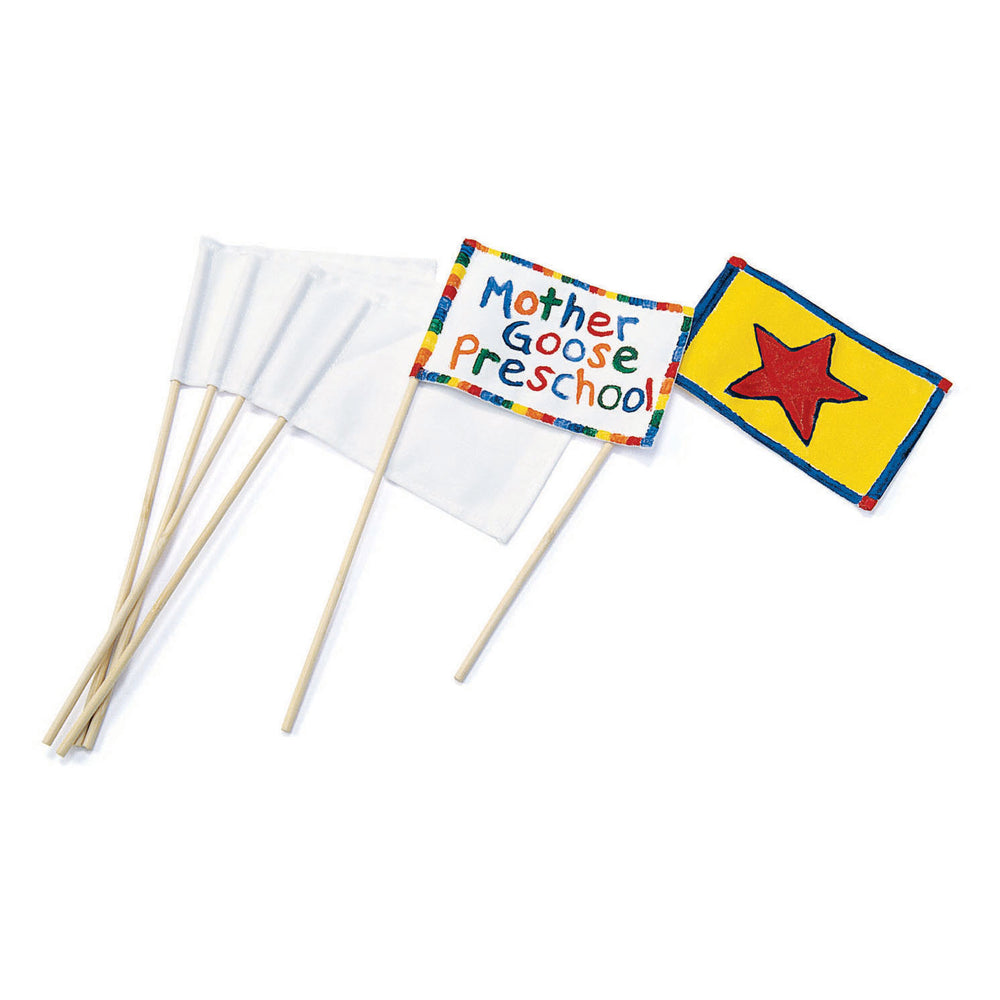 Kleuringen - Canvas Vlaggen met Stok Wit, Set van 12