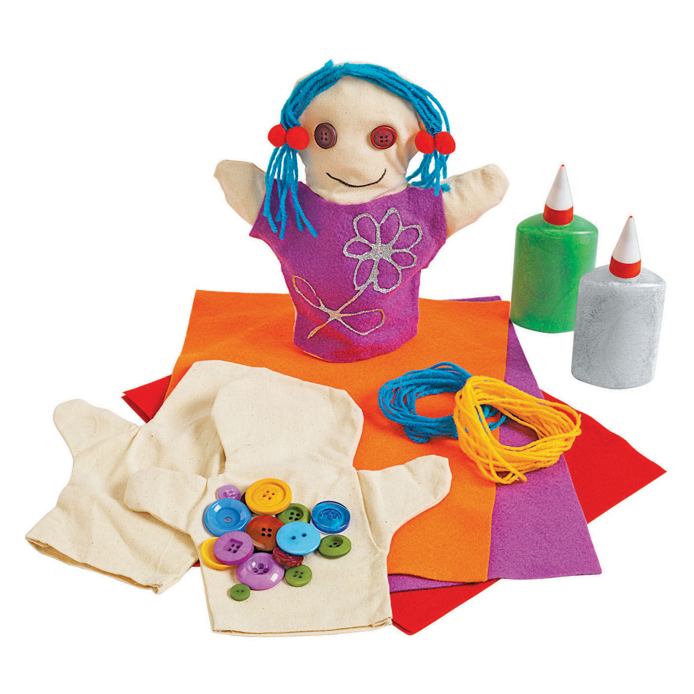 Kleuringen - versier je eigen handpoppen, set van 12