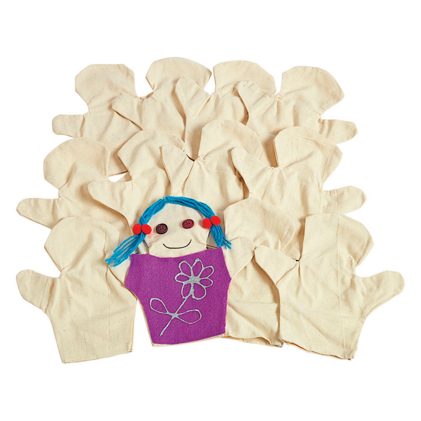 Kleuringen - versier je eigen handpoppen, set van 12