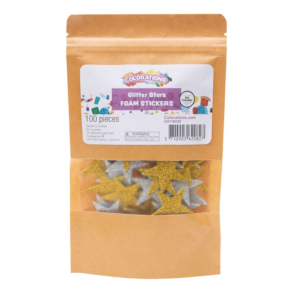 Kleuringen - Foamstickers Glitter Sterren, 100st.