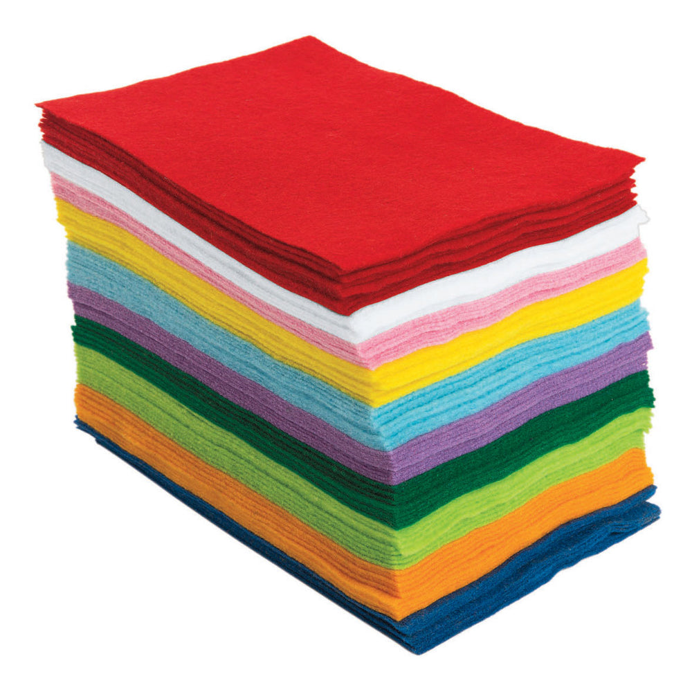 Kleuringen - Easy Vilt Vellen, Set van 100 (10 Kleuren)