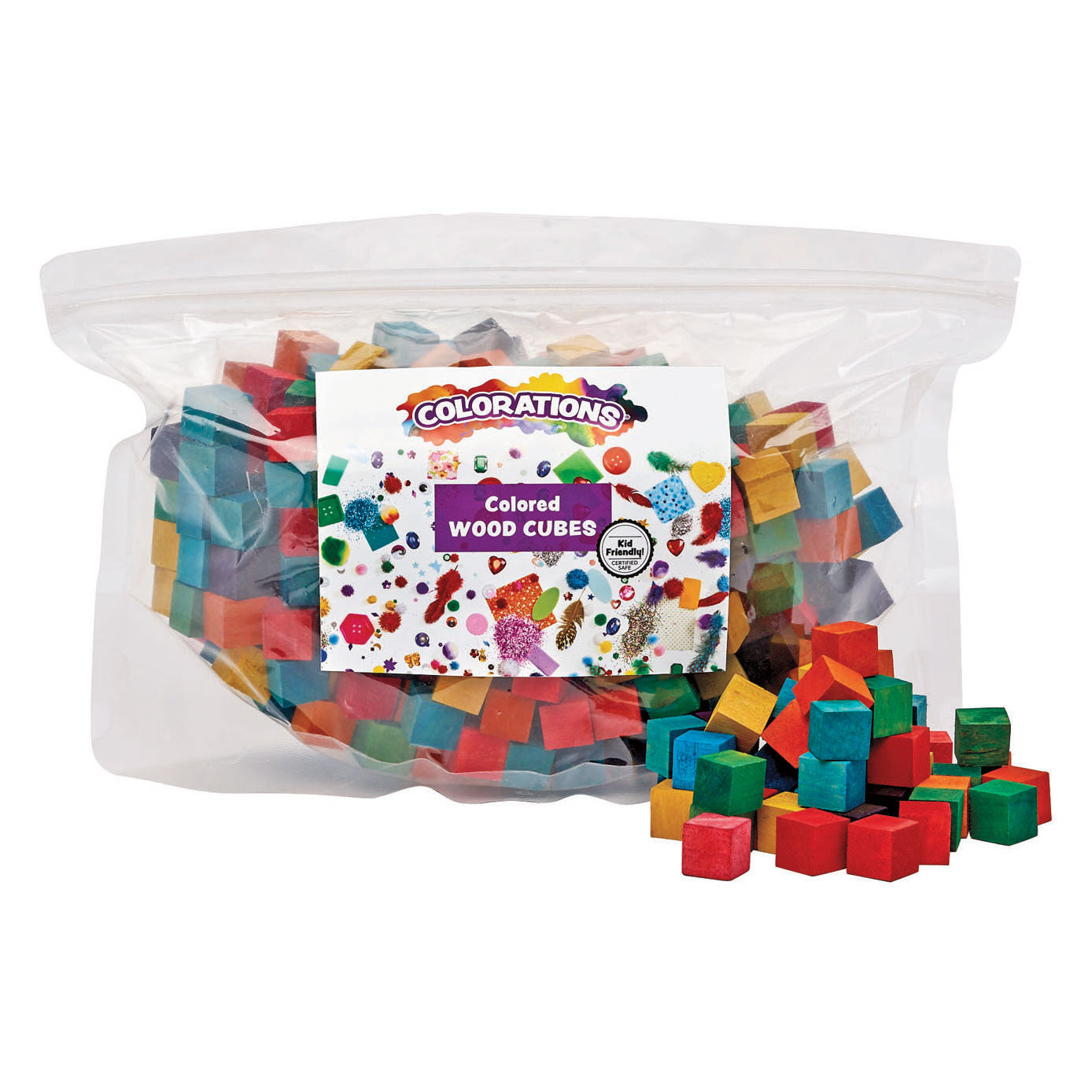 Kleuringen - mechanische houten kubus blokjes, 196st.