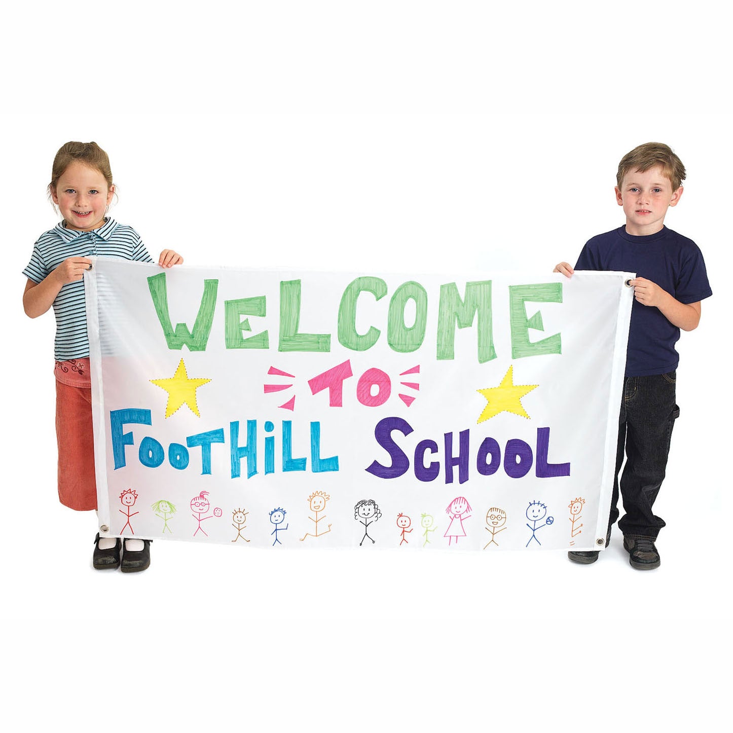 Kleuringen - Versier je eigen Nylon Banner Groot Wit , Set van 2