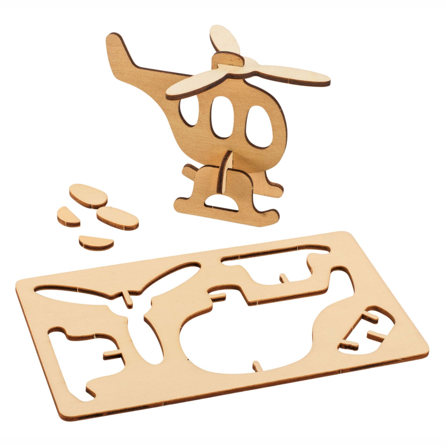 Colorations bouwpakketje houten 3d voertuigen, set van 4